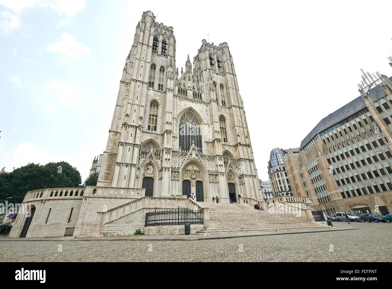 Brabantine Gothic style, St Michael and St Gudula Cathedral, Brussels, Belgium Stock Photo