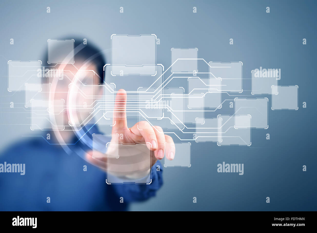 Modern Business World, A businessman navigating virtual world map Stock ...