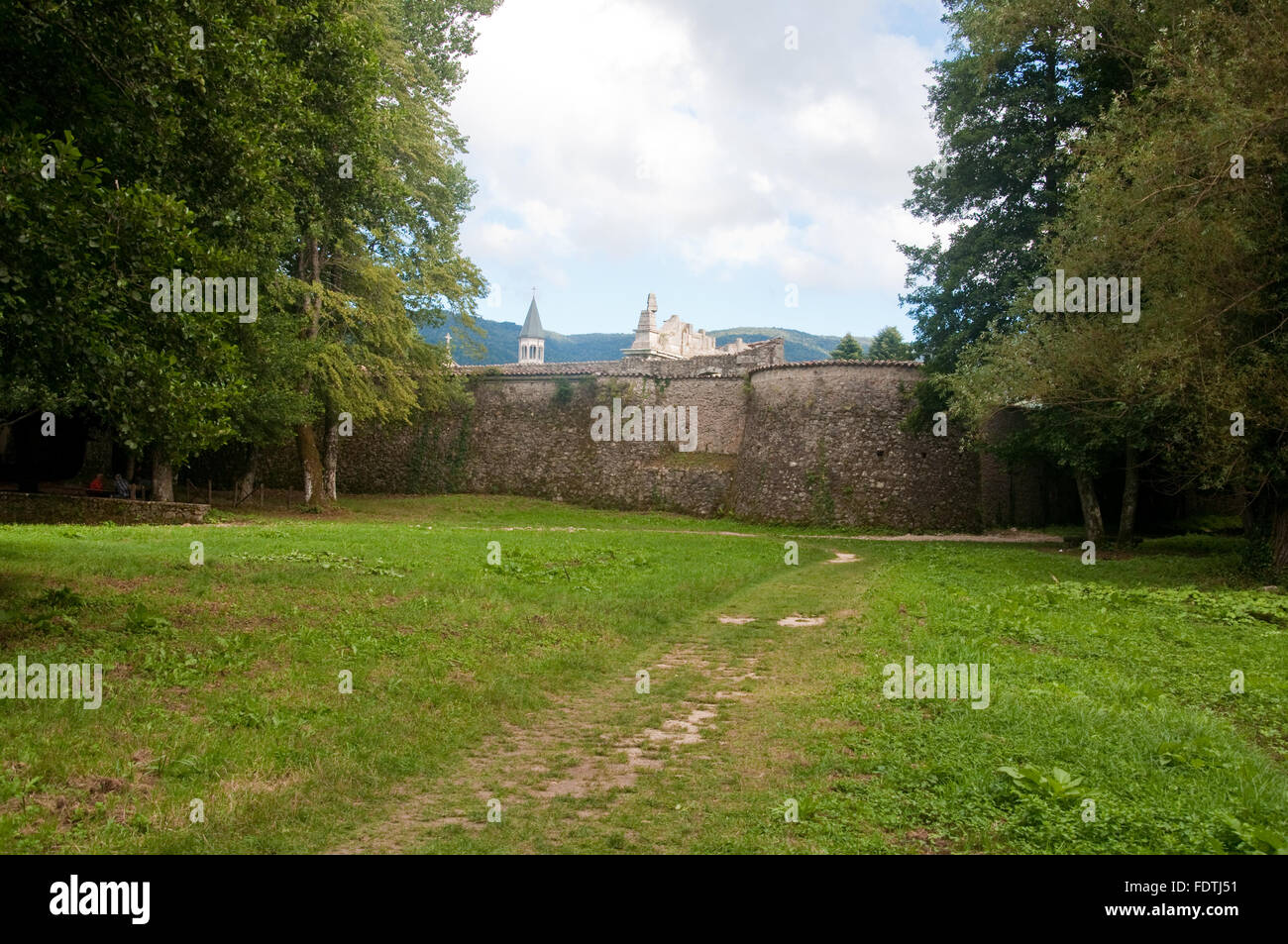 Outer walls of the monastery of Serra San Bruno, Calabria, Italy Stock