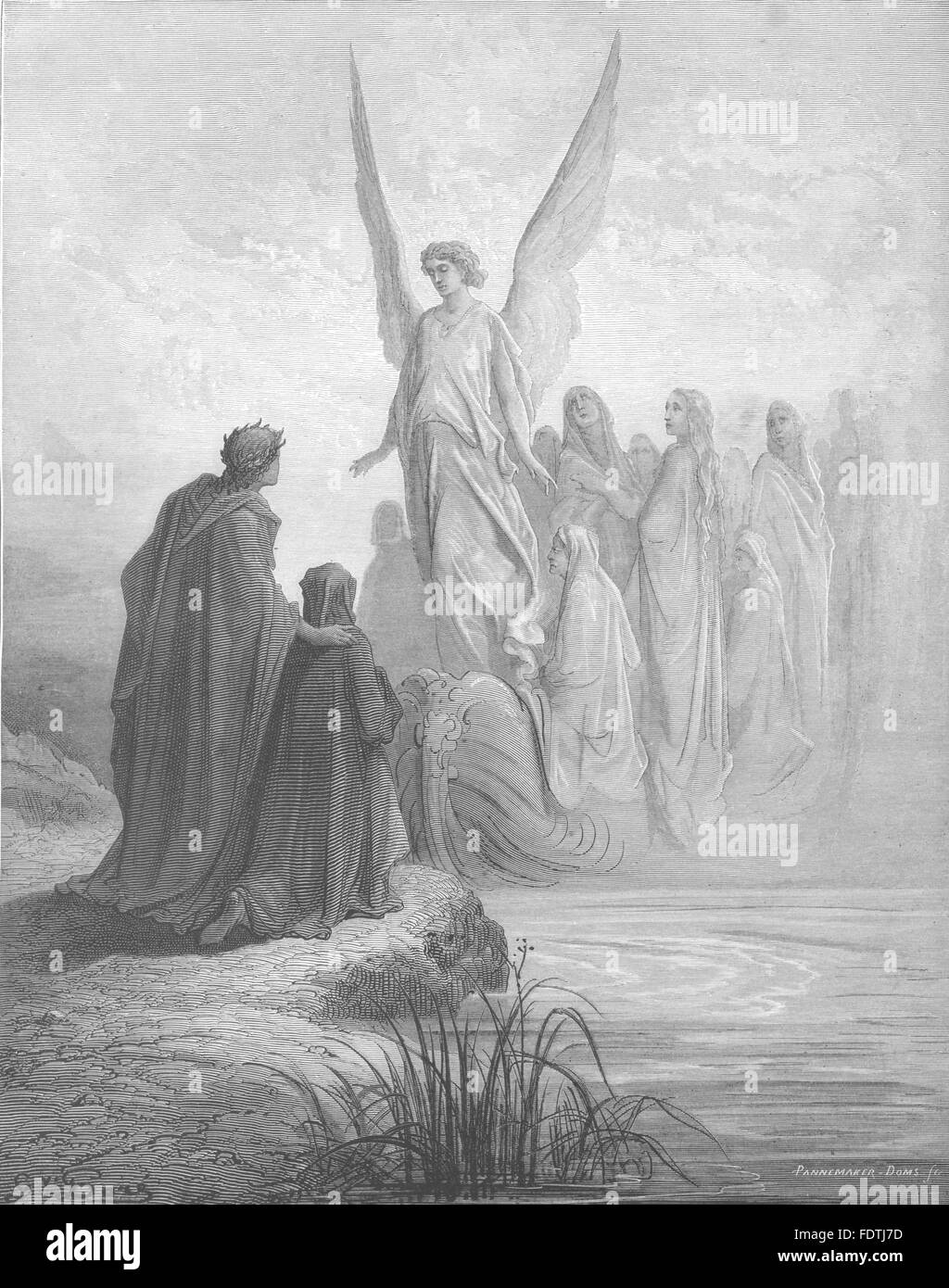 DANTE: Heavenly Steersman Prow seen, Visibly written blessed looks, print 1893 Stock Photo