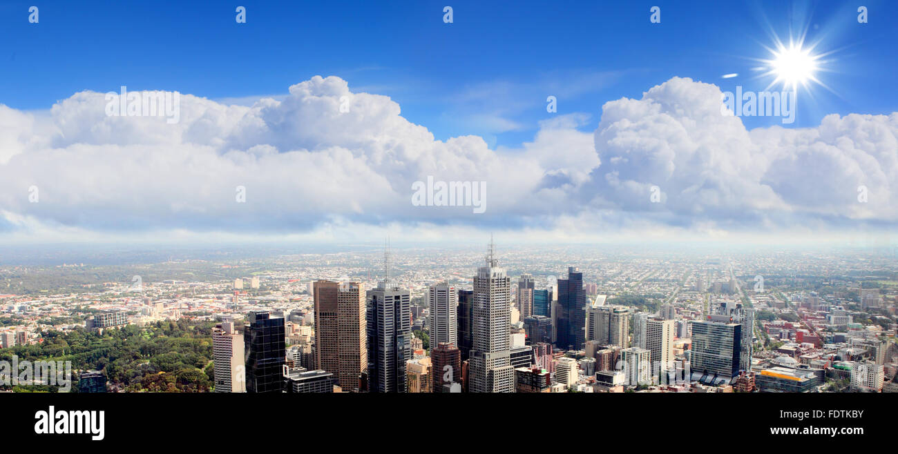 City skyline illustration/ modern city under blue sky Stock Photo