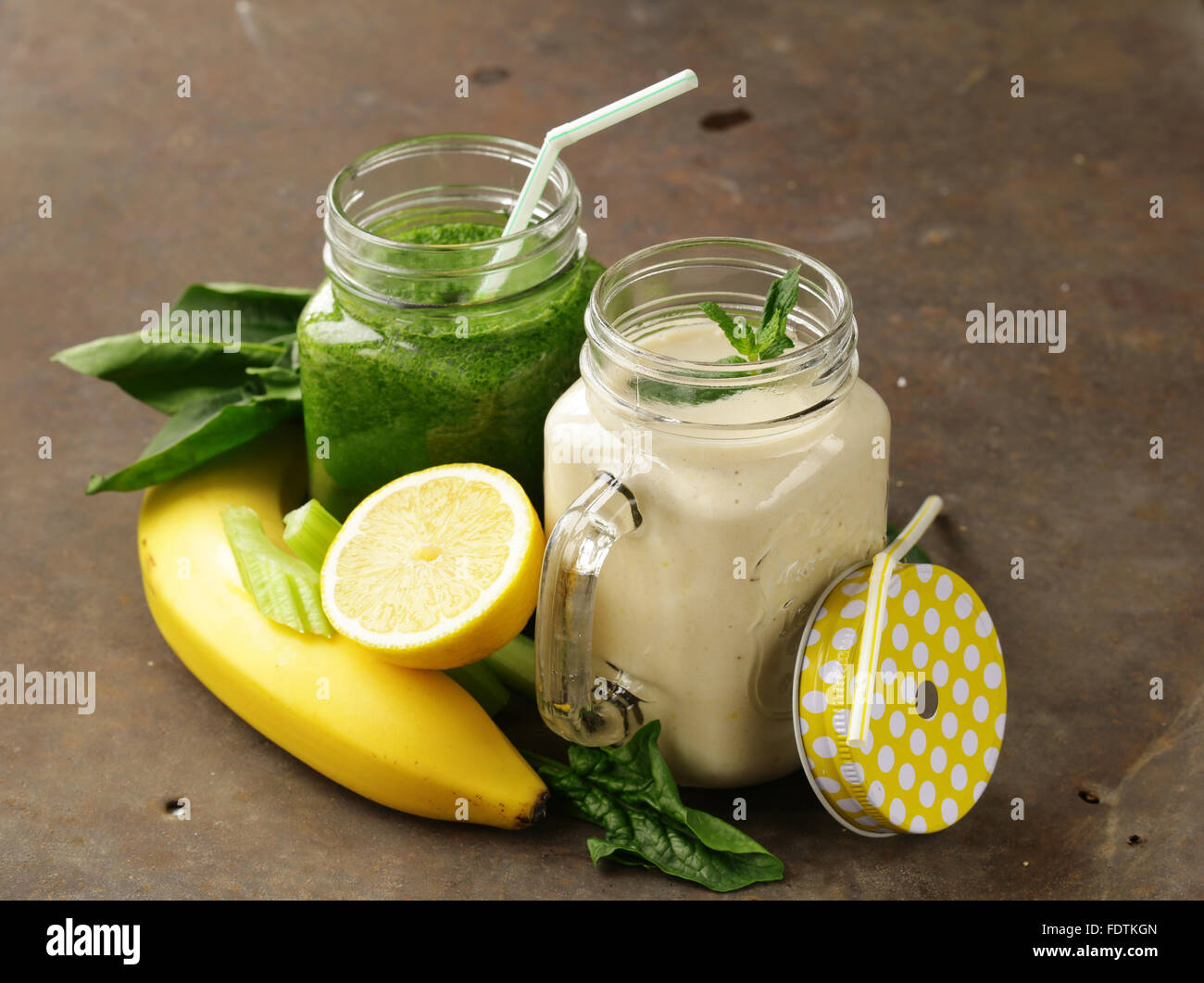 Banana with lemon smoothie hi-res stock photography and images - Alamy