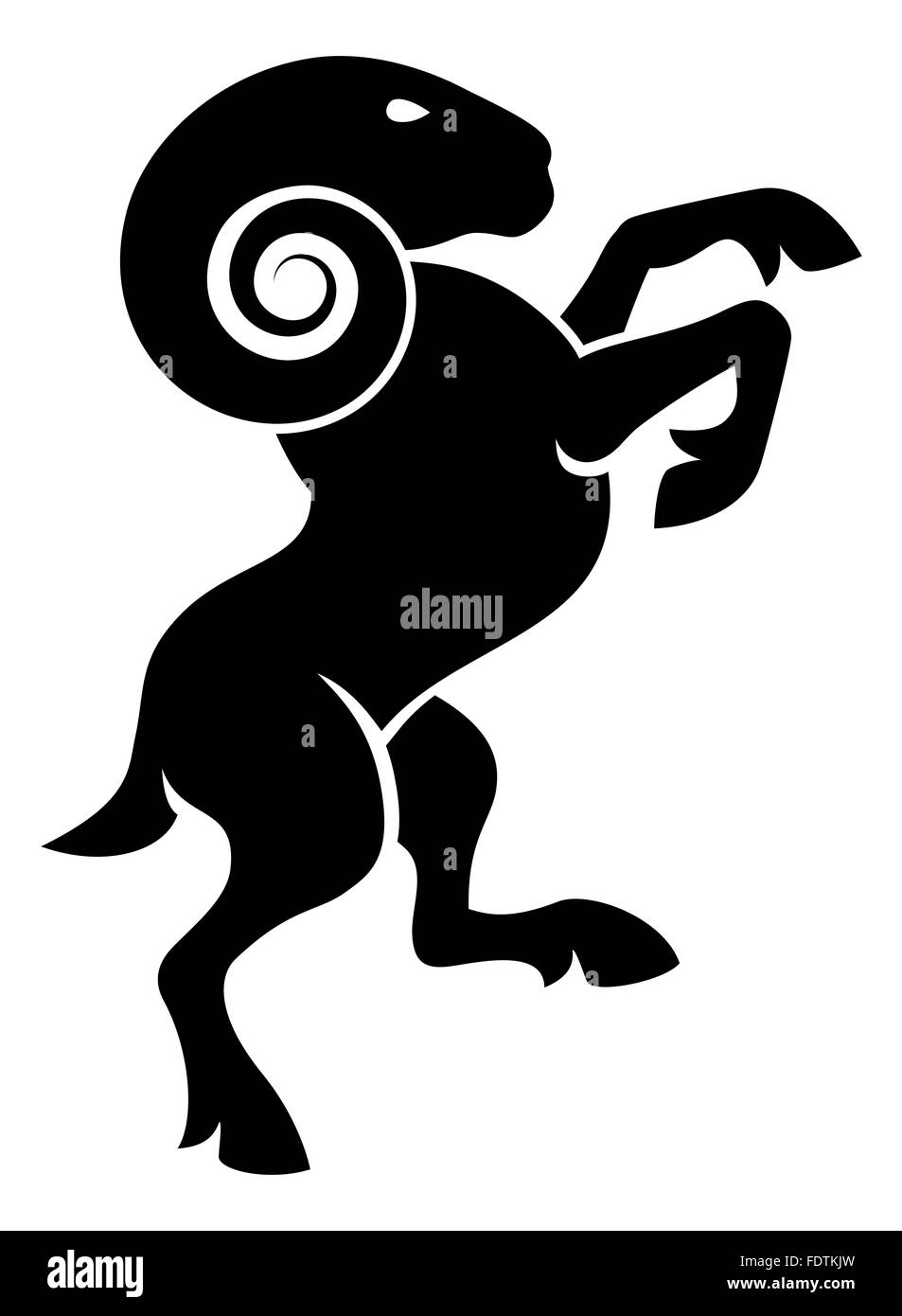 A stylised ram or goat rampant, like the symbol for aeries Stock Photo