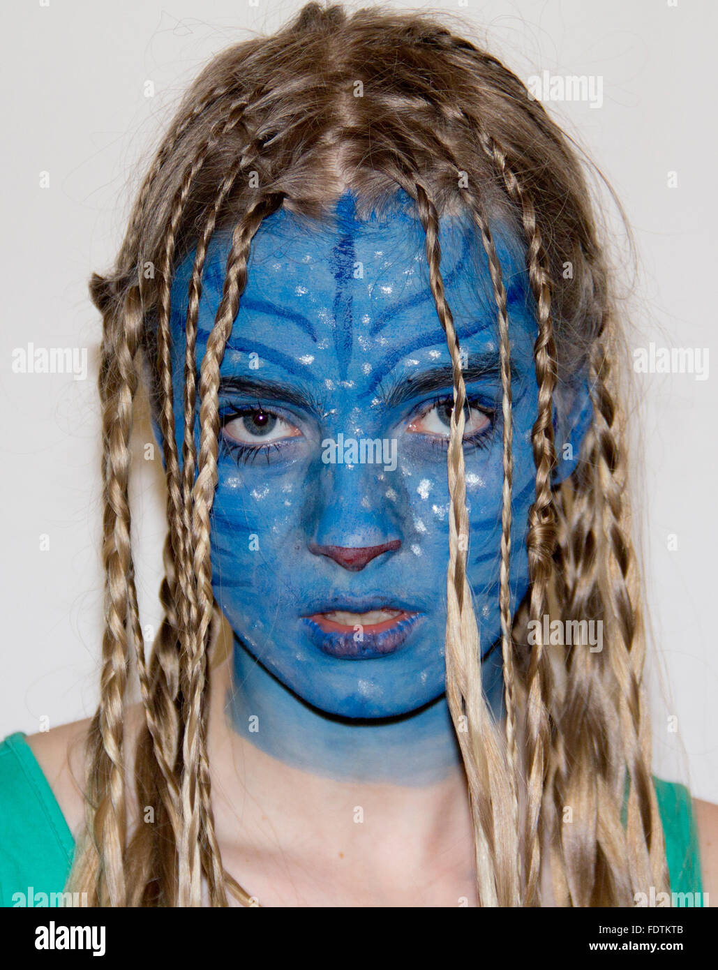 Berlin, Germany, Girl makeup like in the movie Avatar Stock Photo Alamy