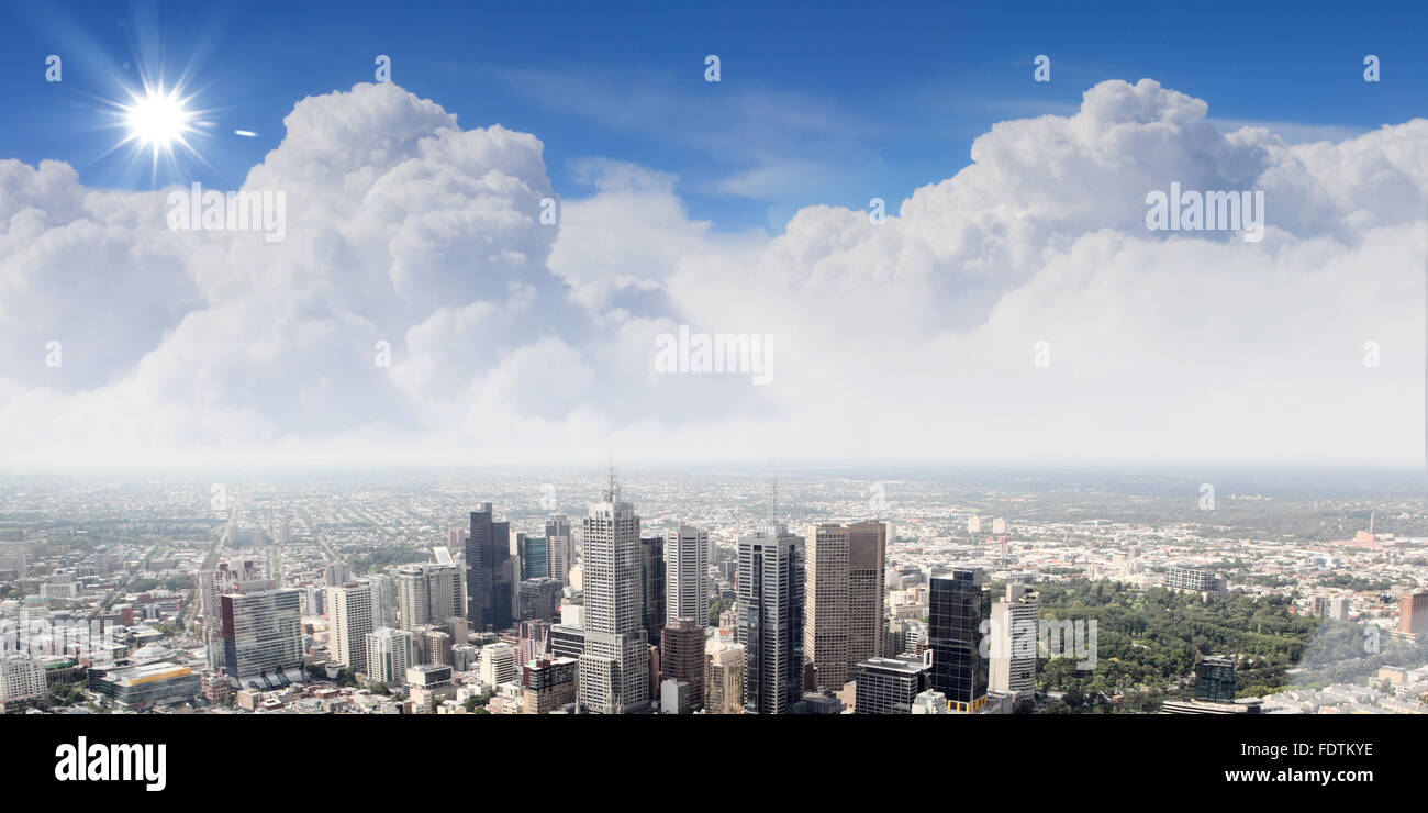 City skyline illustration/ modern city under blue sky Stock Photo