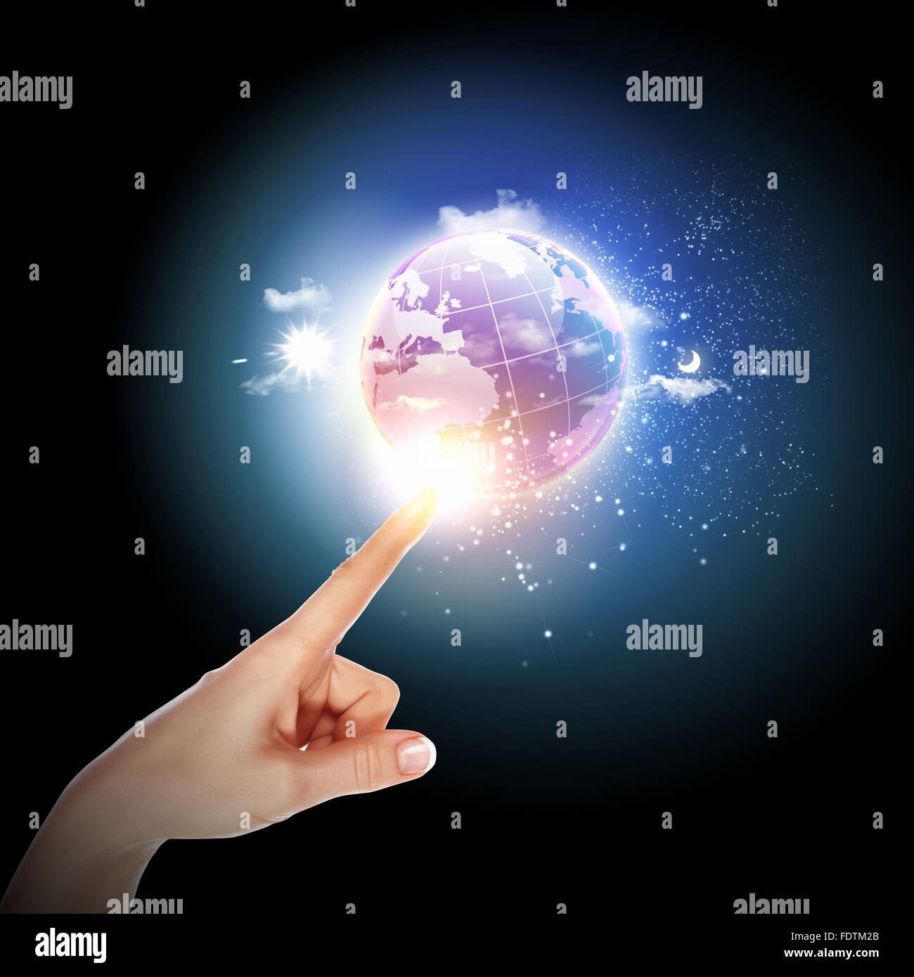Human hand holding our planet earth glowing Stock Photo - Alamy