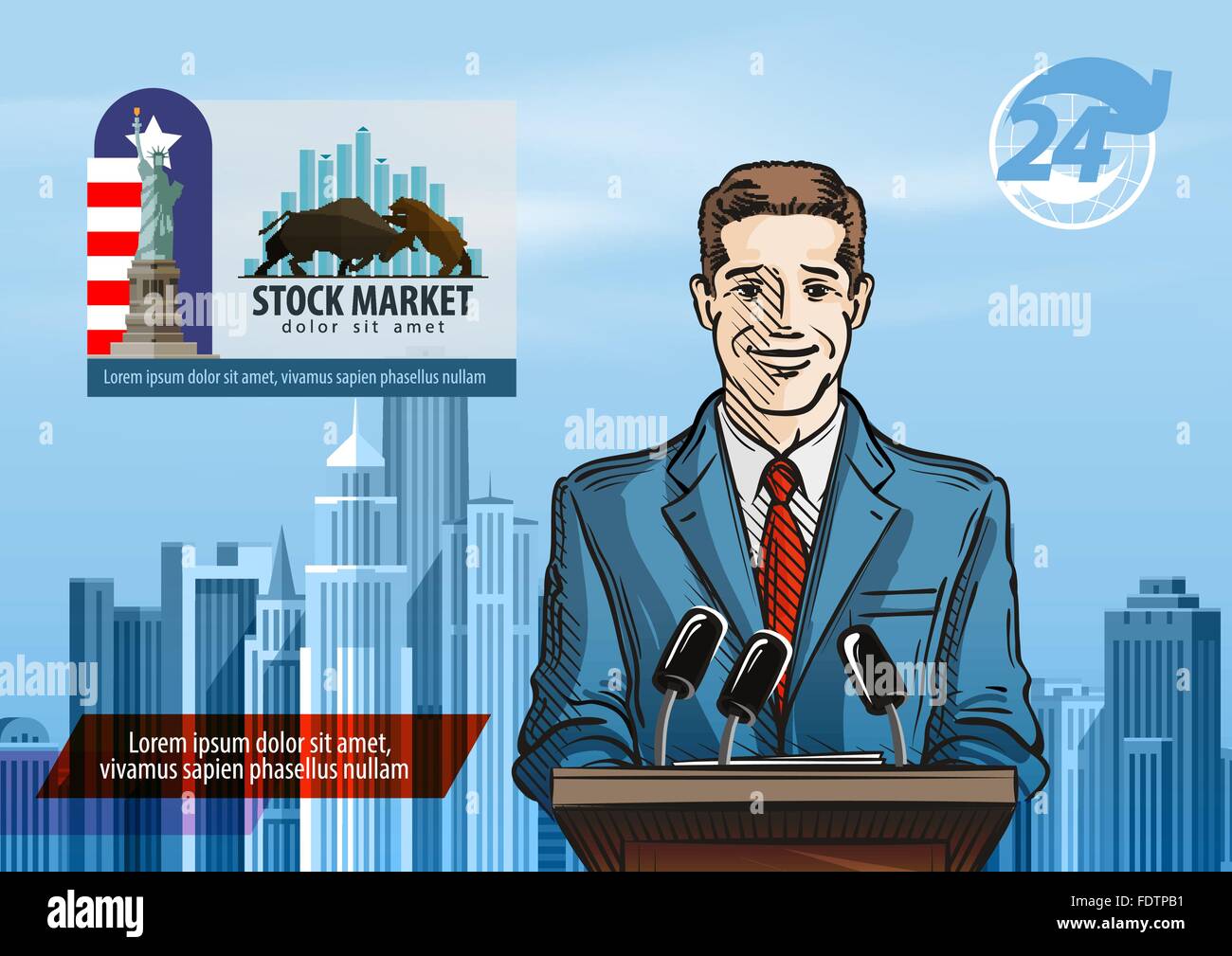 TV. the announcer says news. vector illustration Stock Vector