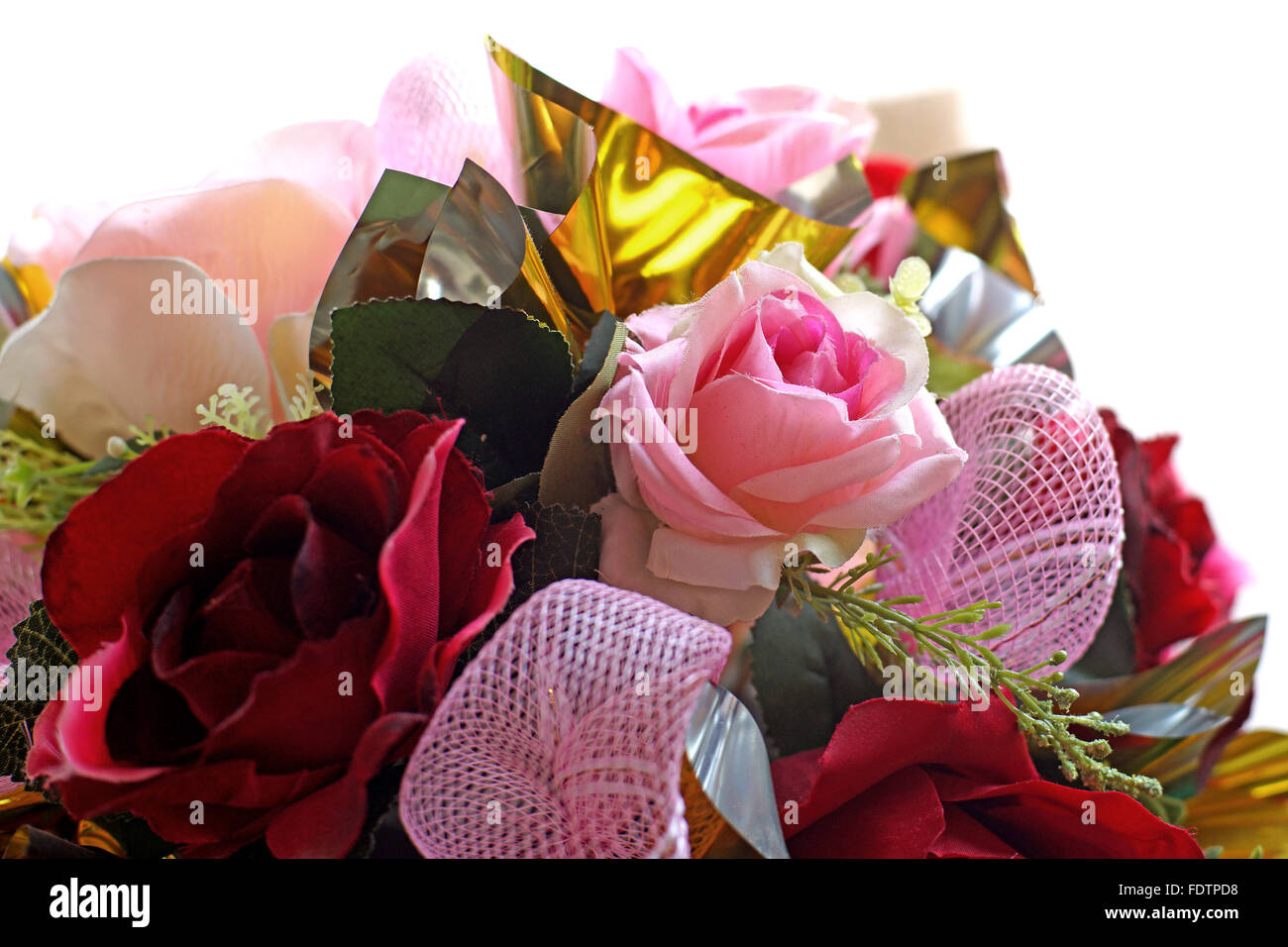 colorful of rose artificial flower as background Stock Photo