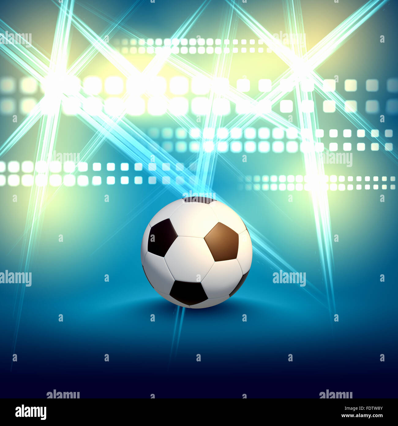 Black and white football or soccer ball, colour illustration Stock