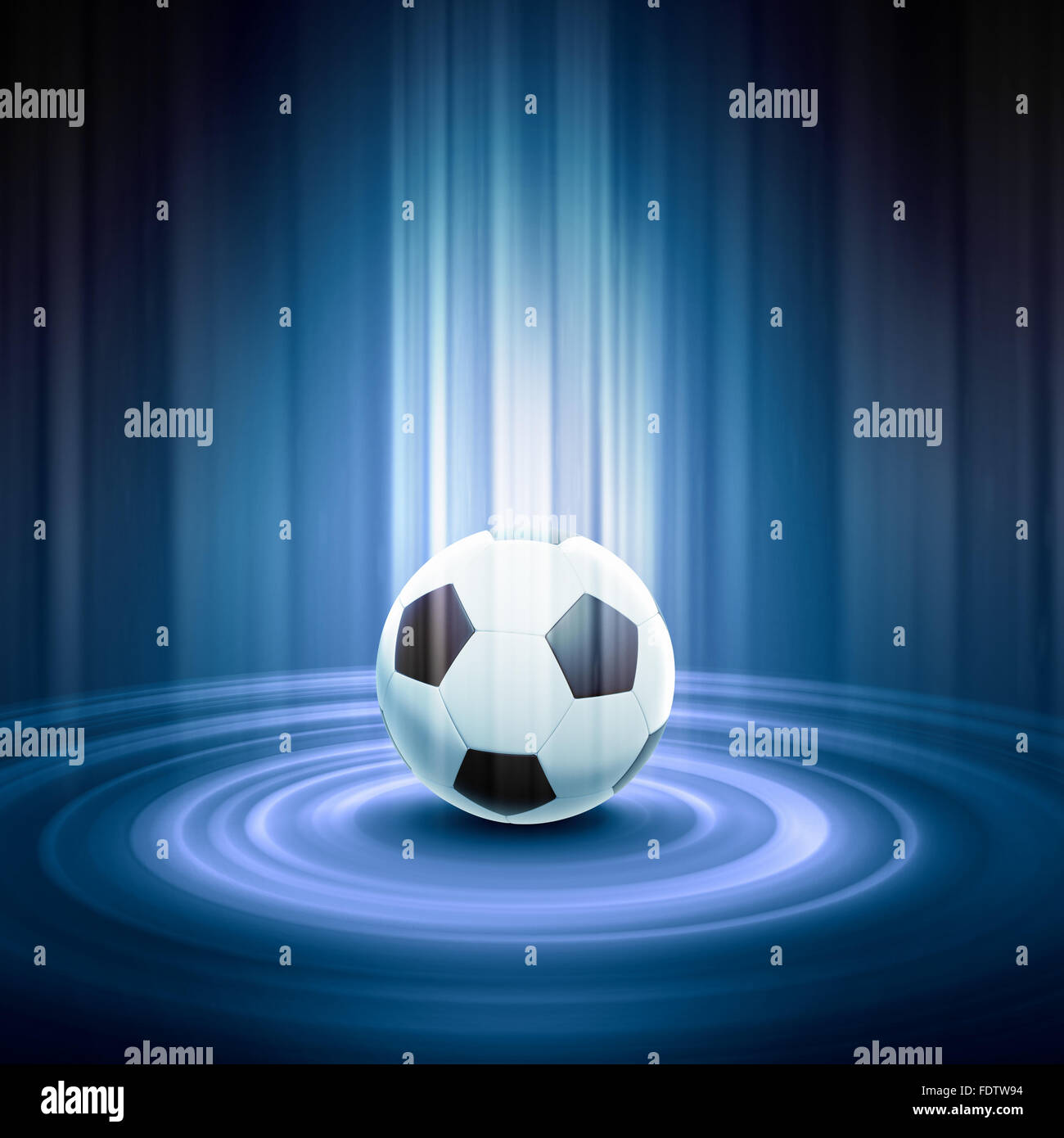 Black and white football or soccer ball, colour illustration Stock