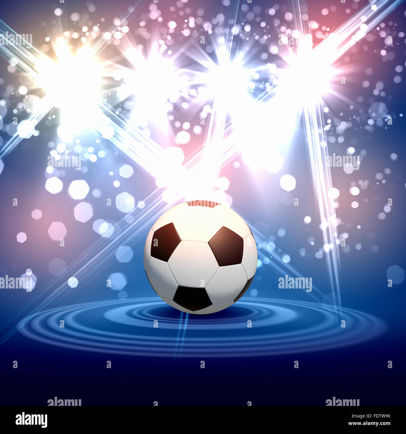 Black and white football or soccer ball, colour illustration Stock