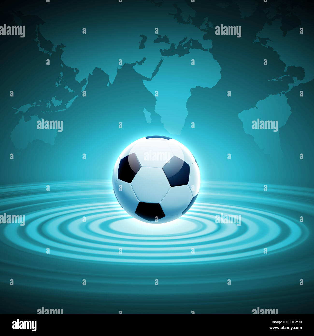 Black and white football or soccer ball, colour illustration Stock