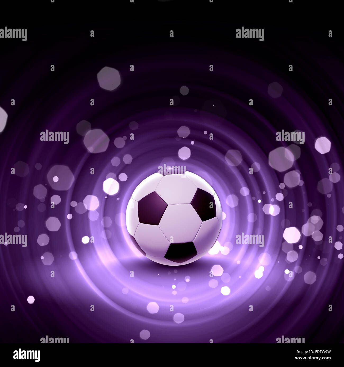 Black and white football or soccer ball, colour illustration Stock