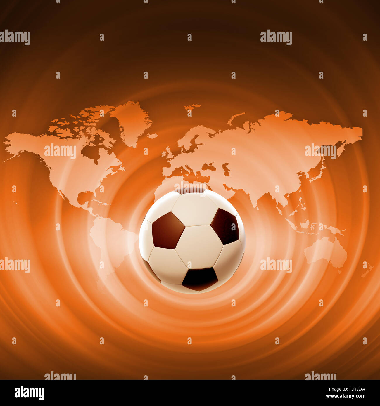 Black and white football or soccer ball, colour illustration Stock
