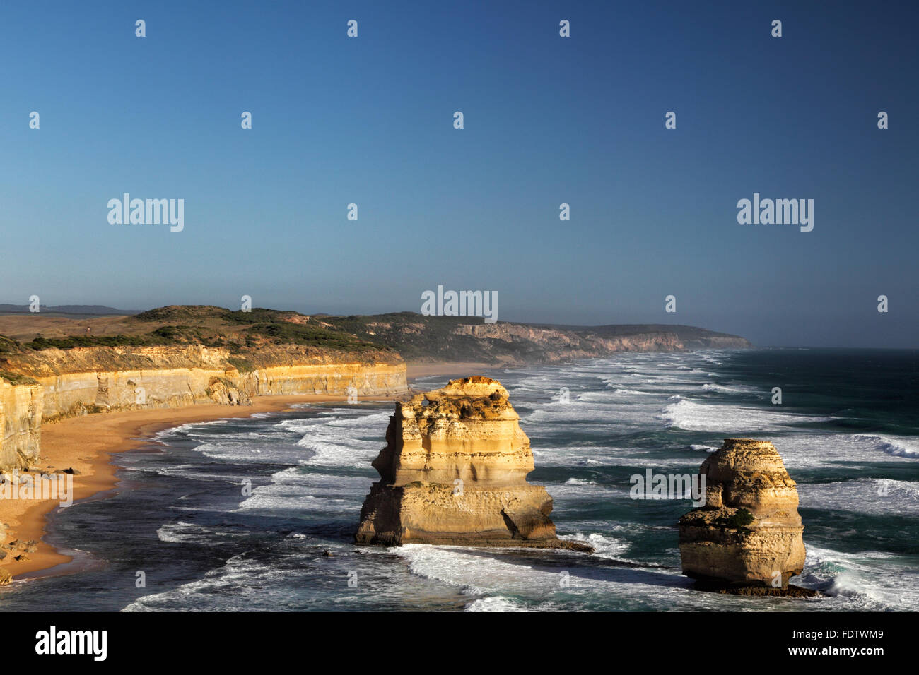 Gog and Magog, two rock stacks near the Twelve Apostles at the Great Ocean Road in the Port Campbell National Park, Australia Stock Photo