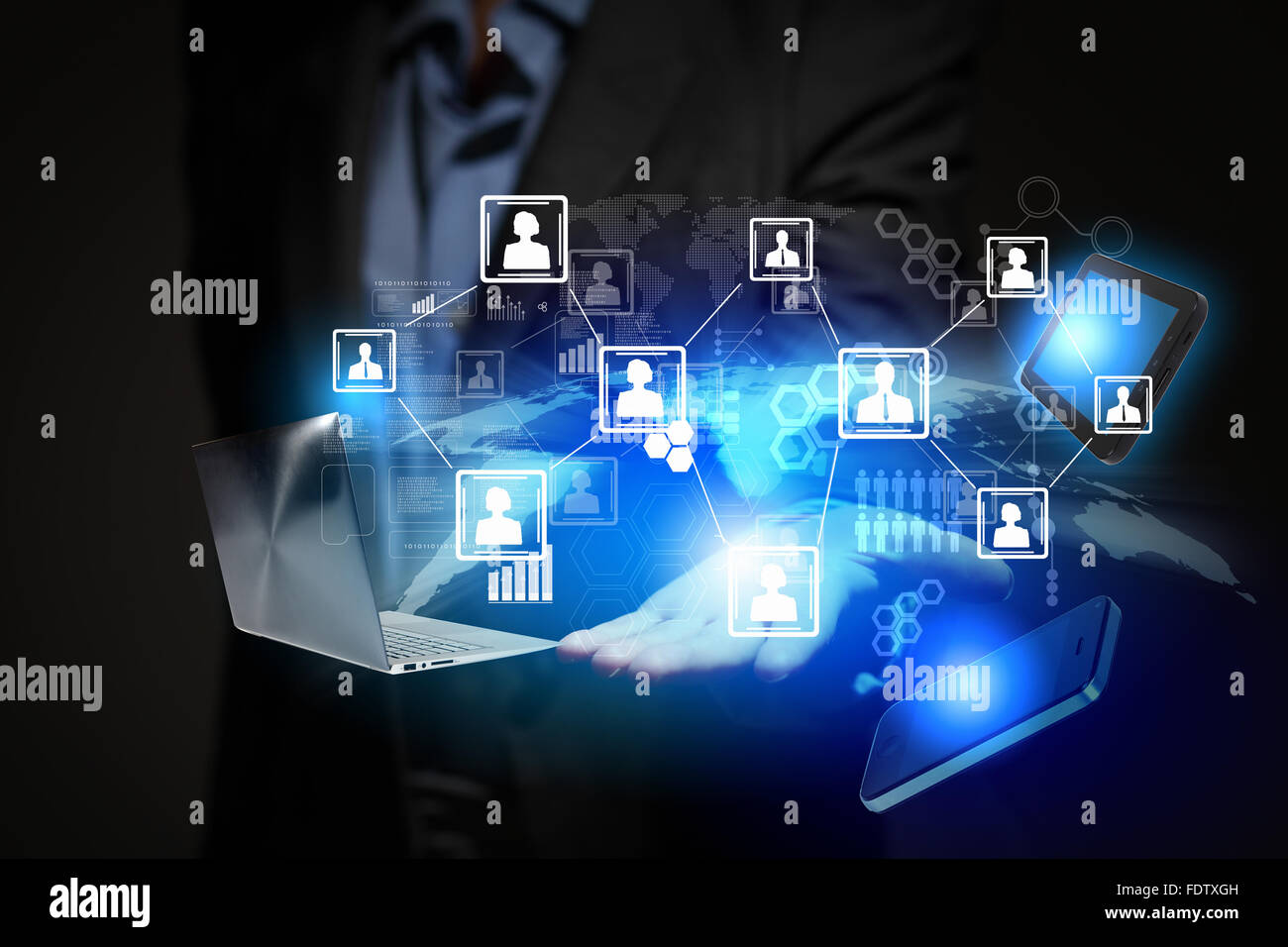 Modern wireless technology and social media illustration Stock Photo ...