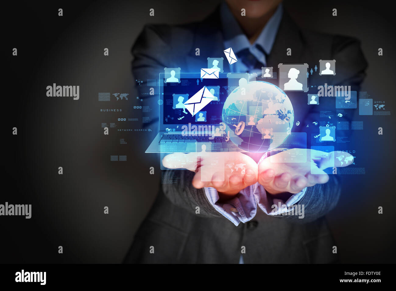 Modern wireless technology and social media illustration Stock Photo ...