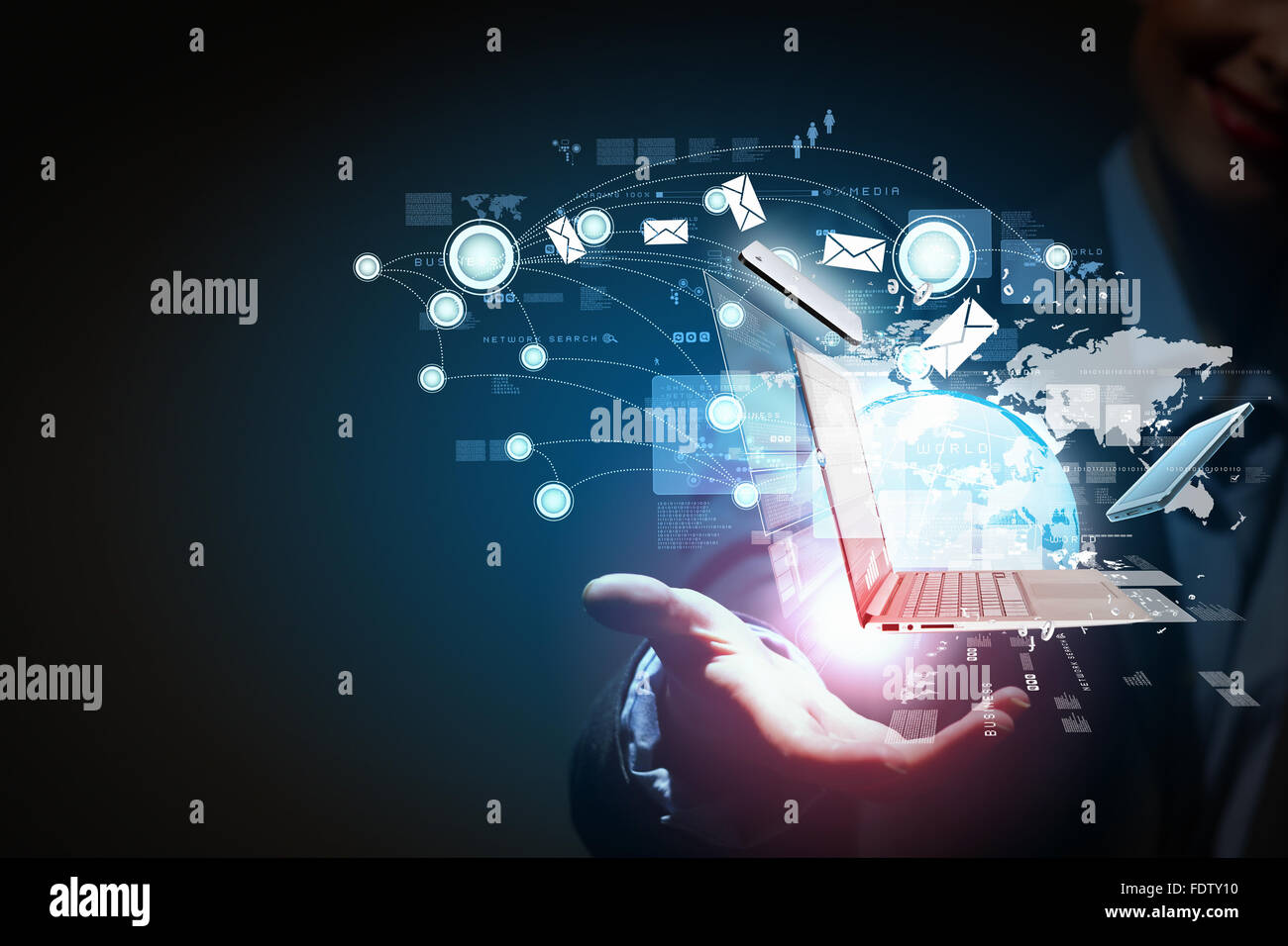 Modern wireless technology and social media illustration Stock Photo ...
