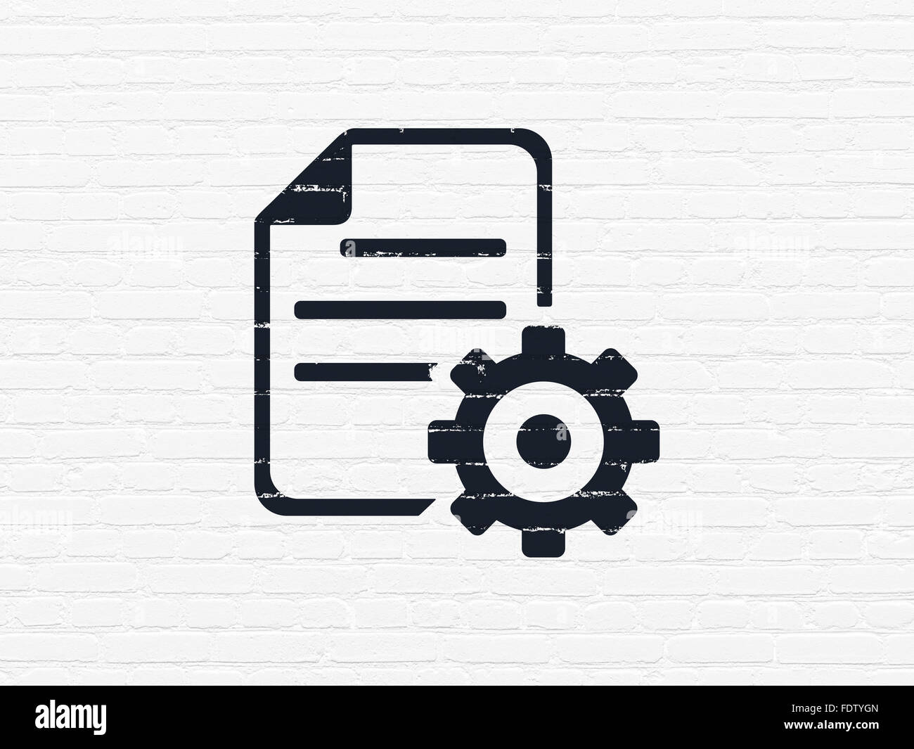 Database concept: Gear on wall background Stock Photo - Alamy