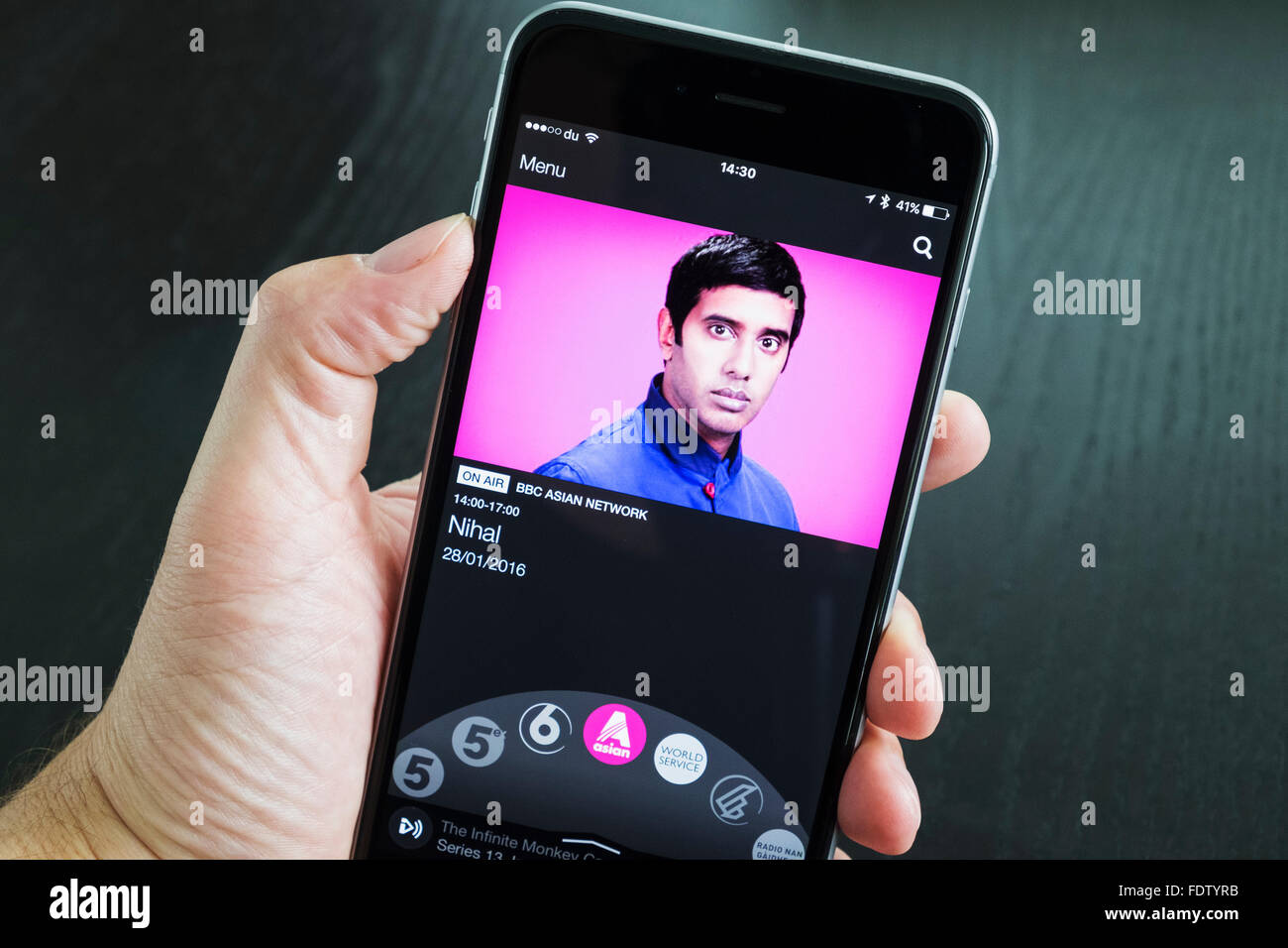 BBC IPlayer Radio streaming app showing Asian Network  on an iPhone 6 Plus smart phone Stock Photo