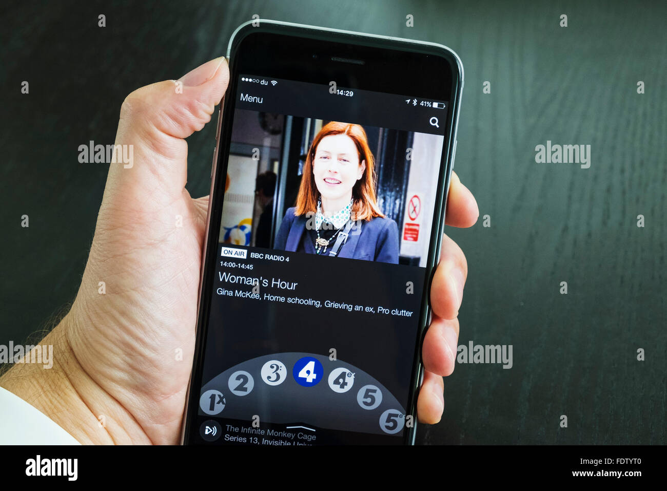 BBC IPlayer Radio streaming app showing Radio 4 on an iPhone 6 Plus smart  phone Stock Photo - Alamy