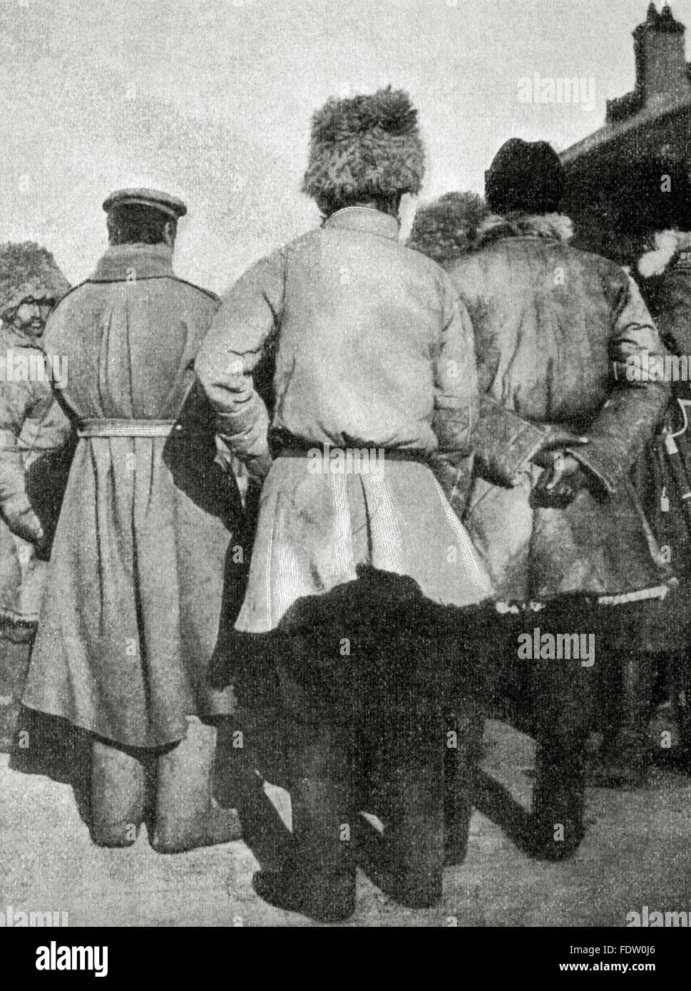 Russo-Japanese War (1904-1905). Wintering Russians in Manchuria. Uniforms currently worn by Russians, most of which have been made by the Chinese. Photography. 'La Ilustracion Artistica'. Stock Photo