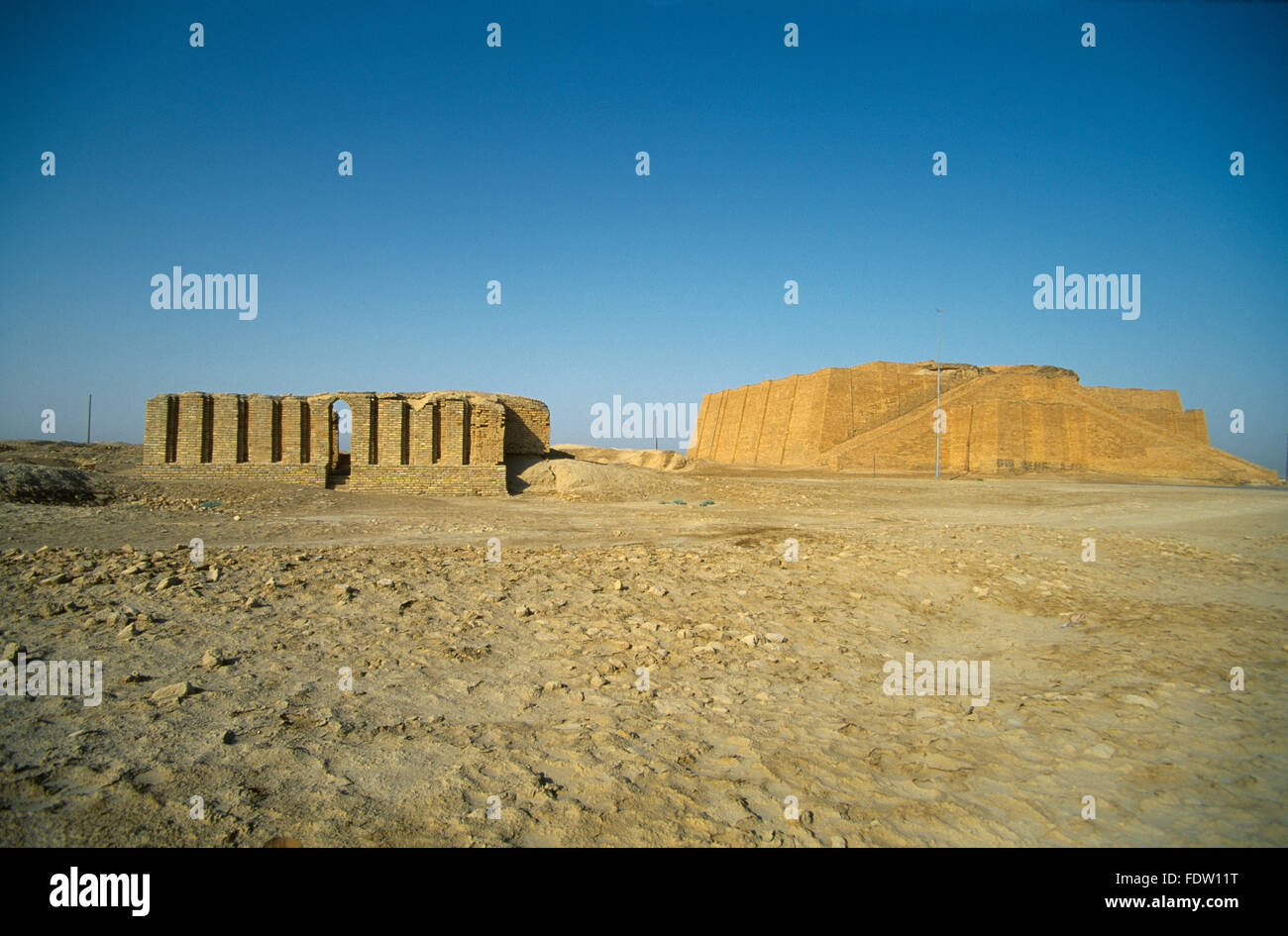 Ur Iraq Restored Ziggurat & Amar Sin Temple Home Of Abraham Inhabited Since Neolithic Time. Thought To Be First Arch In World To Be Discovered Stock Photo