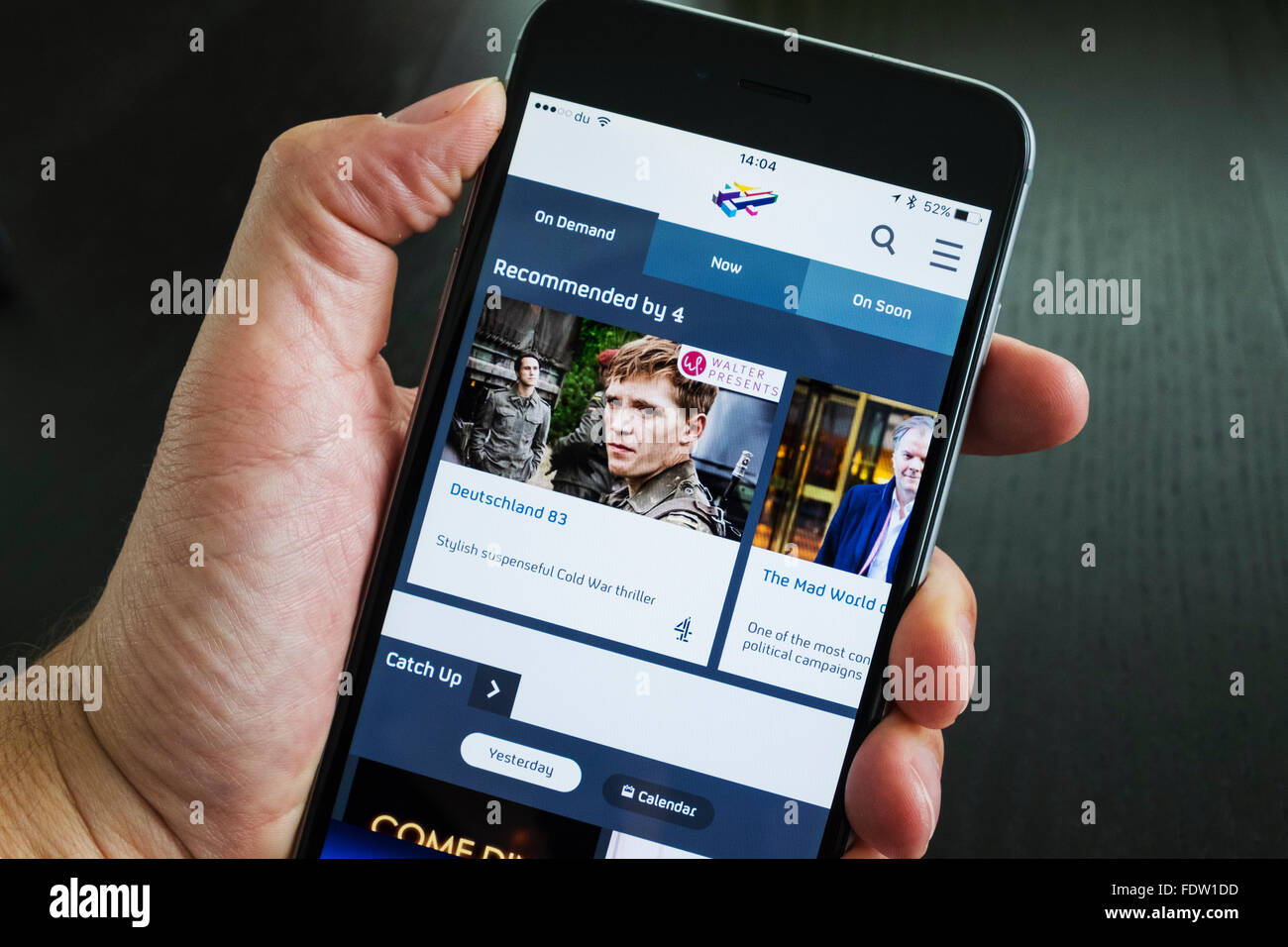 Homepage of Channel 4's All 4 on demand TV catchup streaming app on iPhone  6 plus smart phone Stock Photo - Alamy