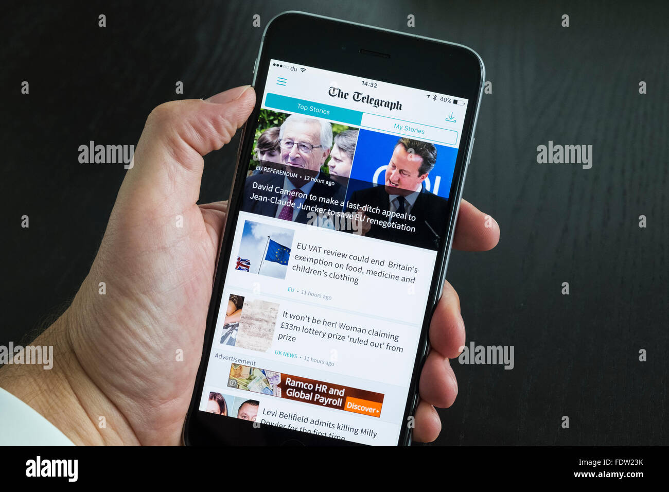 The Telegraph online newspaper app on smartphone Stock Photo Alamy