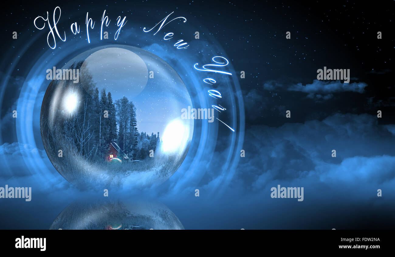 Card for christmas: winter landscape with forest and snow Stock Photo ...