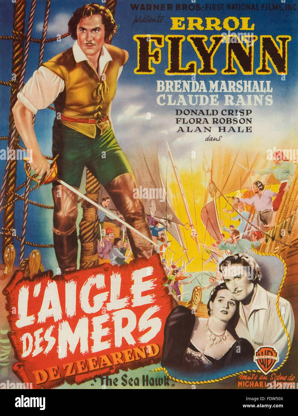 Sea Hawk, The (1940) - French Movie Poster Stock Photo