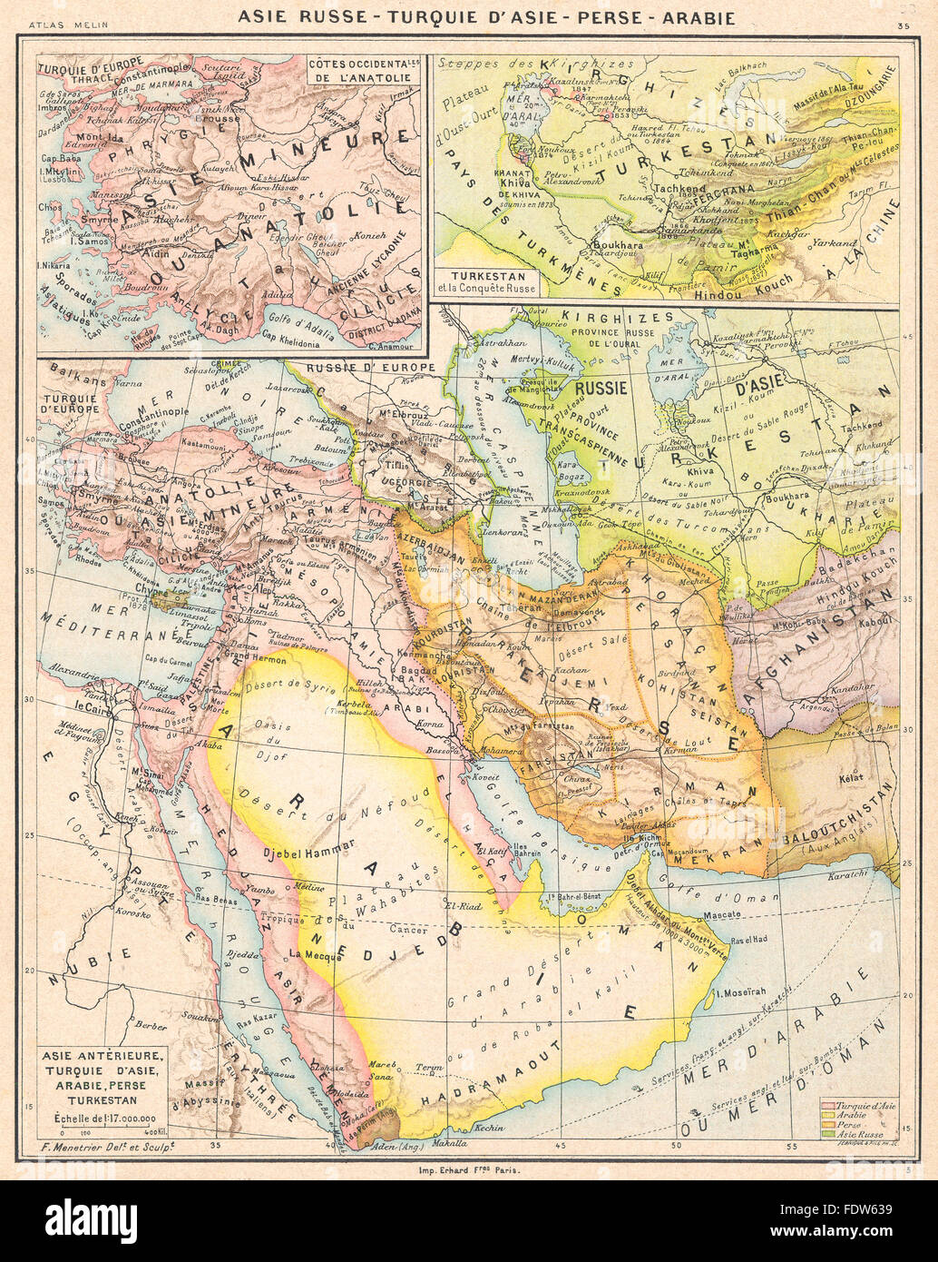 ASIA:Asie Antèrieure,Turquie,Arabie,Perse(Persia)Turkestan;Anatolie, 1900 map Stock Photo