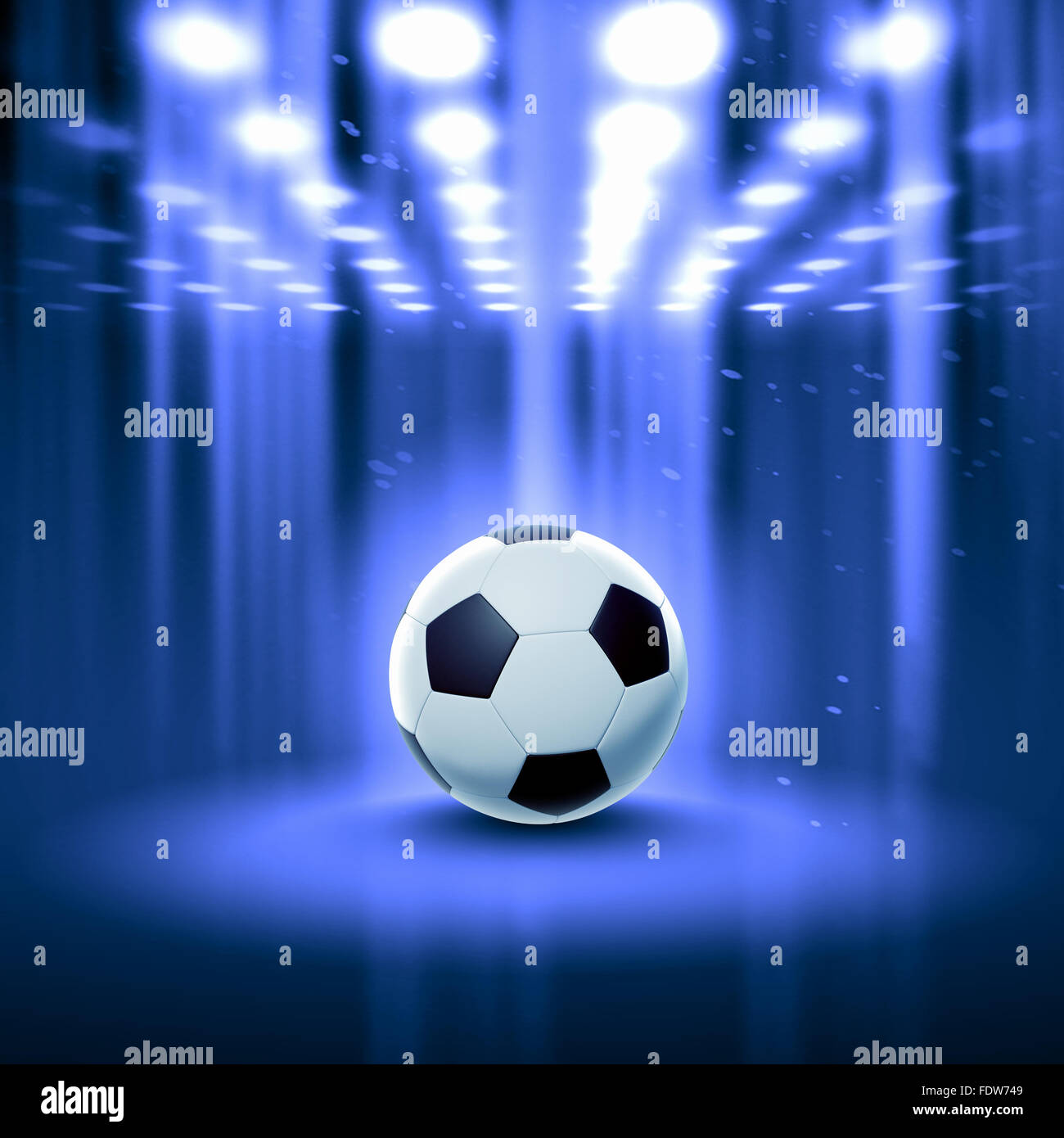 Black and white football or soccer ball, colour illustration Stock
