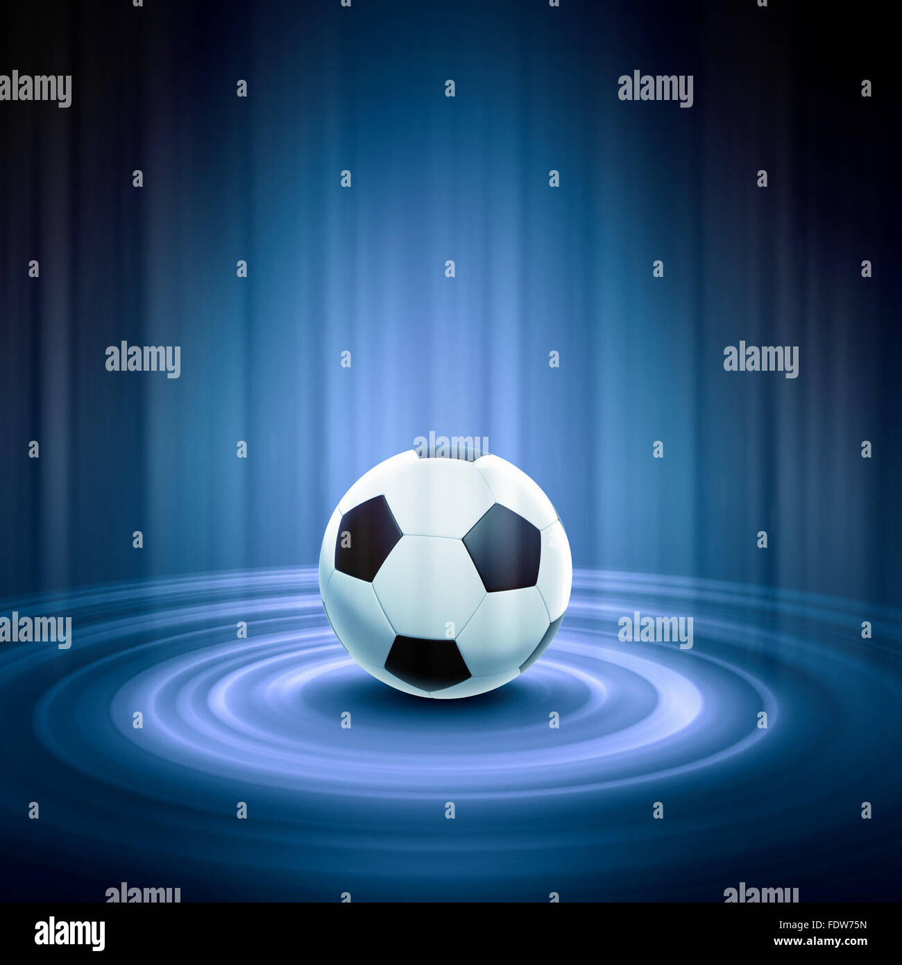 Black and white football or soccer ball, colour illustration Stock