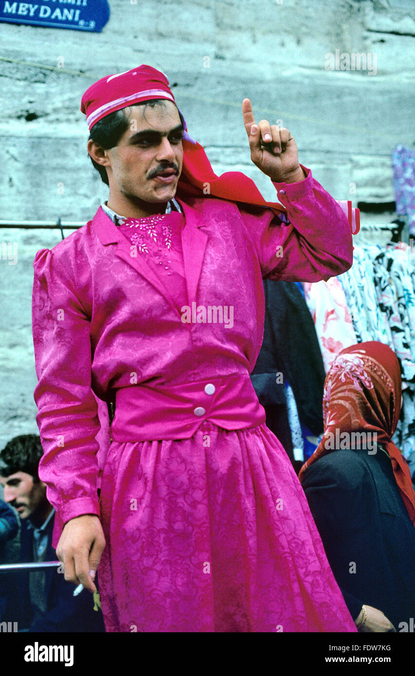 Transvestite Turk or Turkish Man Demonstrating in Istanbul Turkey Stock Photo