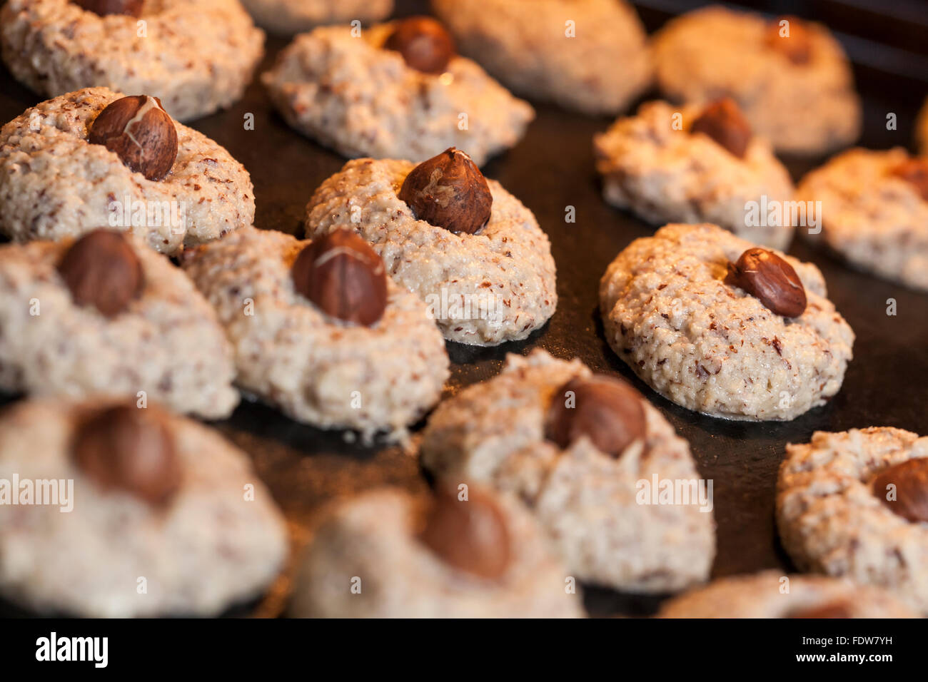 baking preparing hazelnut butter cookies for christmas Stock Photo Alamy