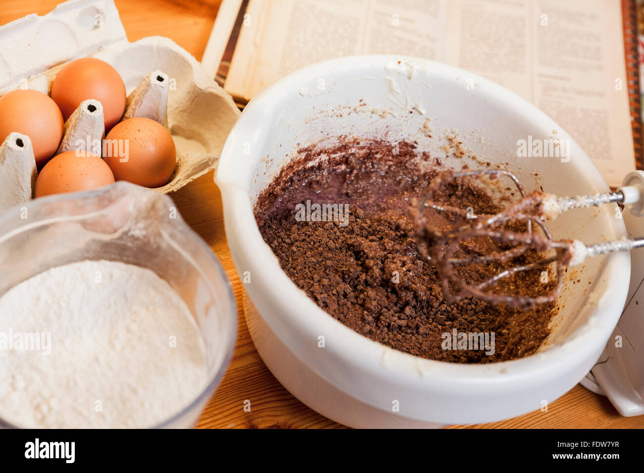 baking preparing home made christmas hazelnut butter cookie dough Stock