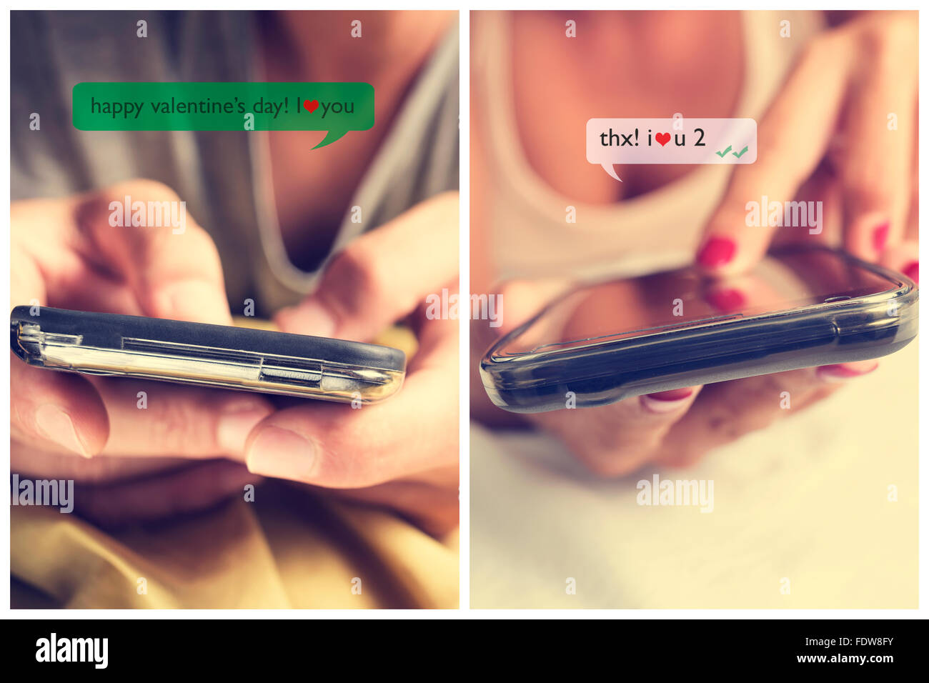 closeup of a young man and a young woman face down in bed sending text