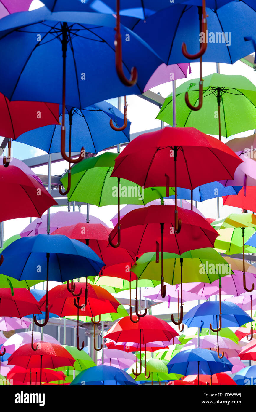 Umbrella installation near Borough market London Stock Photo