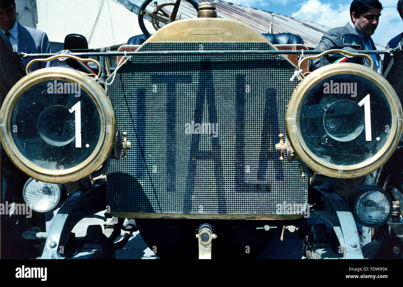 Radiator Detail of Vintage Itala Mod 35/45 HP Model Car, Made in Turin in 1907. The car is now on display in Turin Automobile Museum Italy Stock Photo