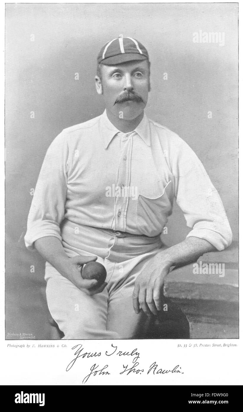 MIDDLESEX YORKSHIRE CRICKET: RAWLINS- all- rounder; fast bowler, print 1896 Stock Photo