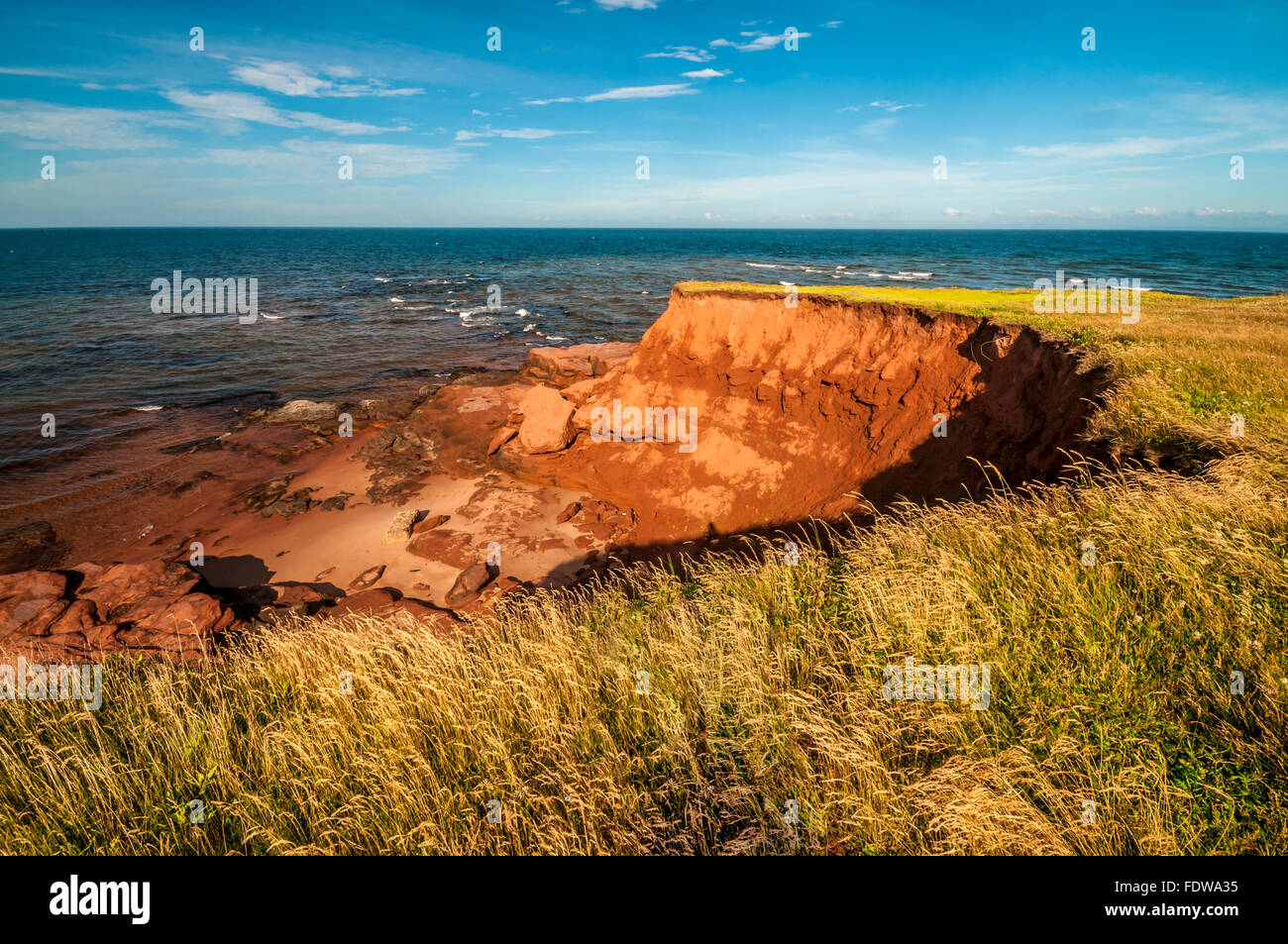 Eroded beach cliff Prince Edward Island Canada Stock Photo
