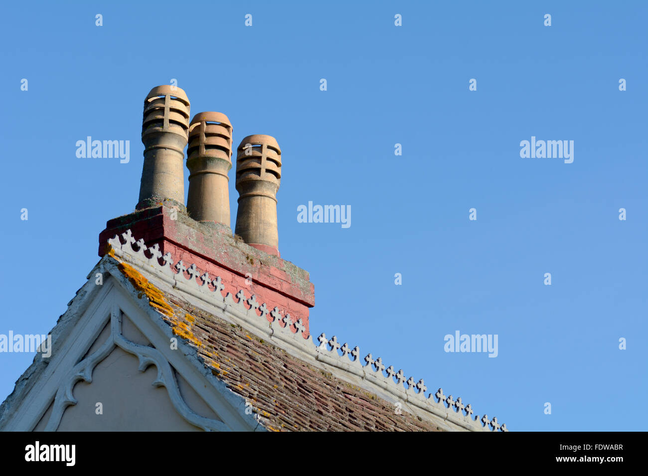 Chimney stack in Victorian style on roof of house Stock Photo Alamy