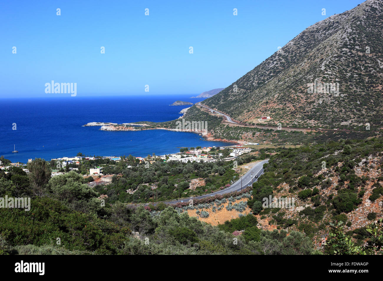 Crete, coastal scenery with look to the city of Bali and the sea Stock Photo