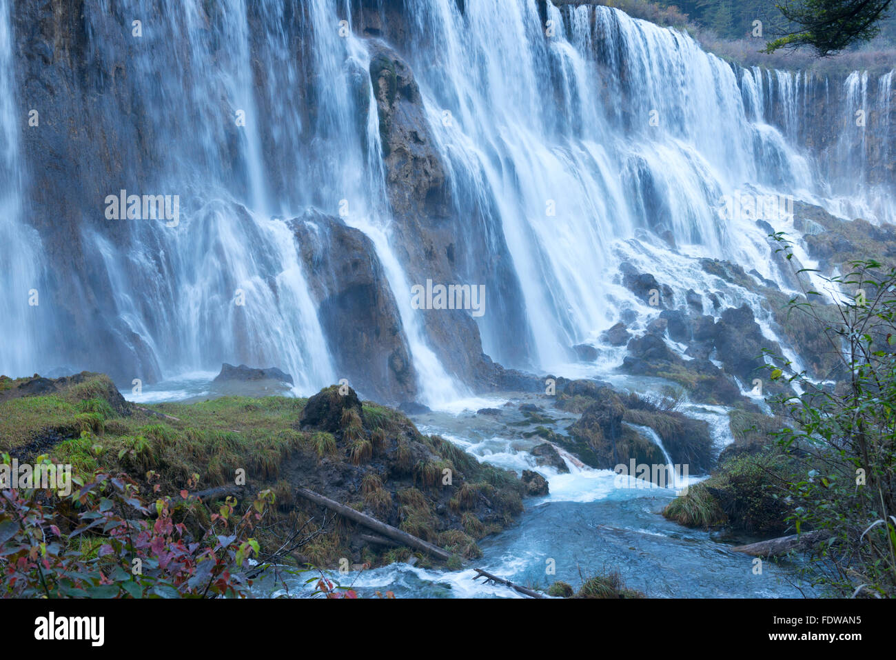 Nuorilang Waterfall, Jiuzhaigou National Park, Sichuan Province, China ...