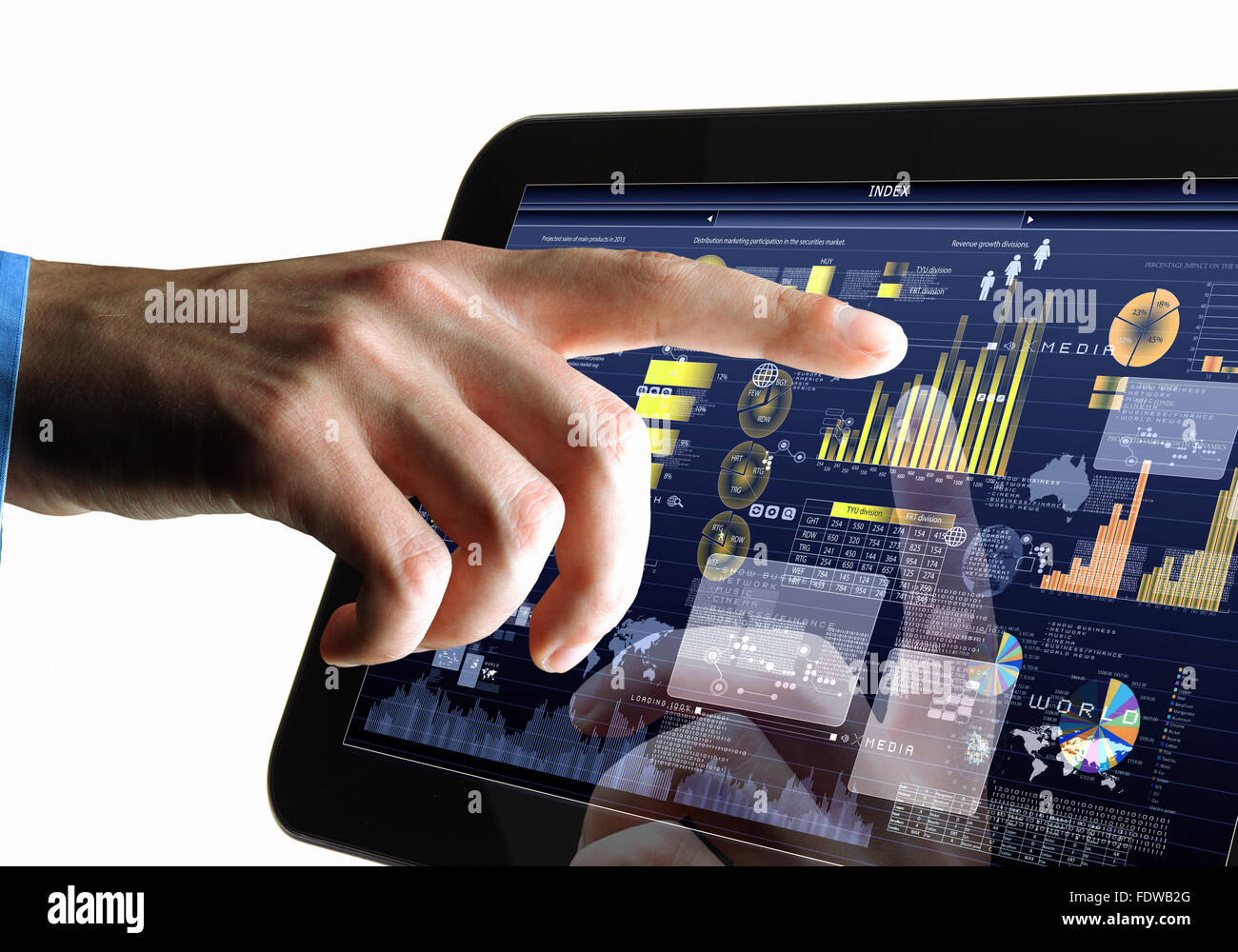 Modern computer technology in business illustration with wireless ...