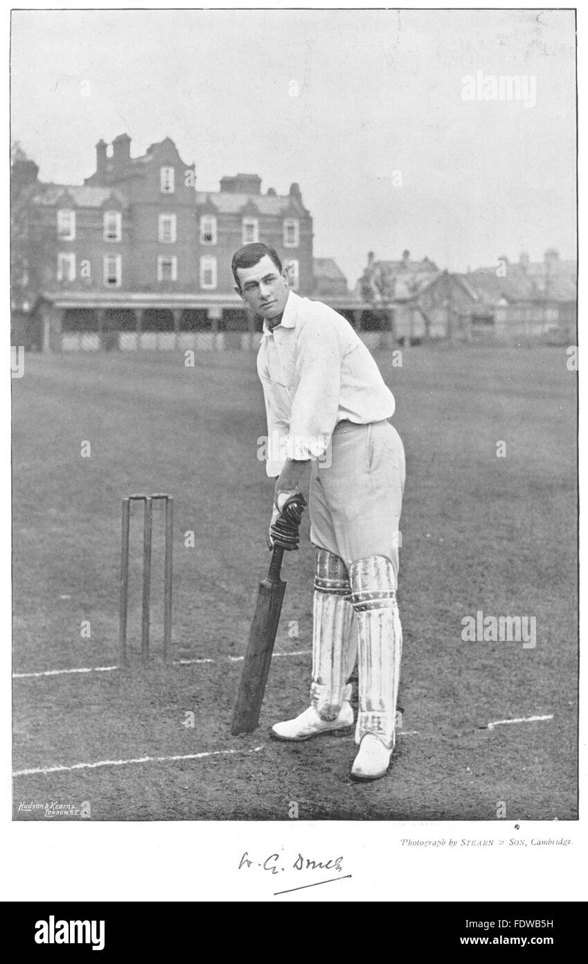 CRICKETWG DRUCECambridge Uni;Marlborough College Batsman wicket