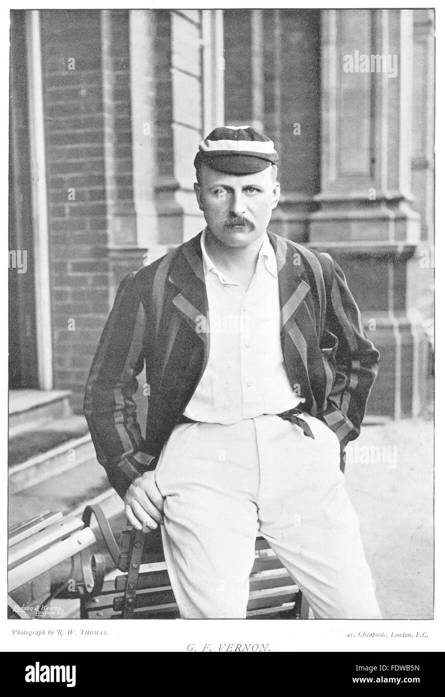 MDDX CRICKET:GF Vernon-Batsman England Rugby;Racquets;Australia India tour, 1896 Stock Photo