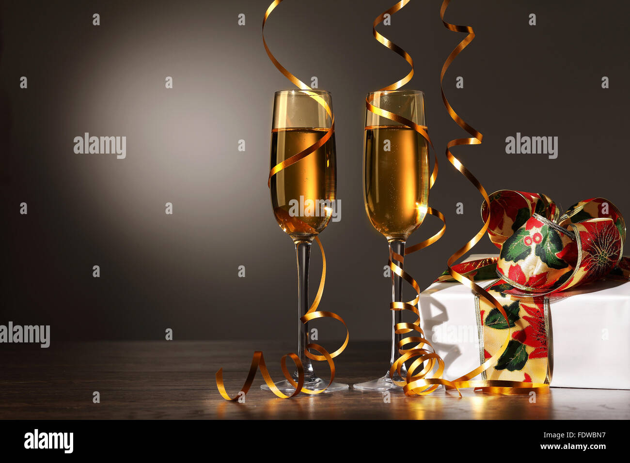 Two champagne glasses ready to bring in the New Year Stock Photo - Alamy
