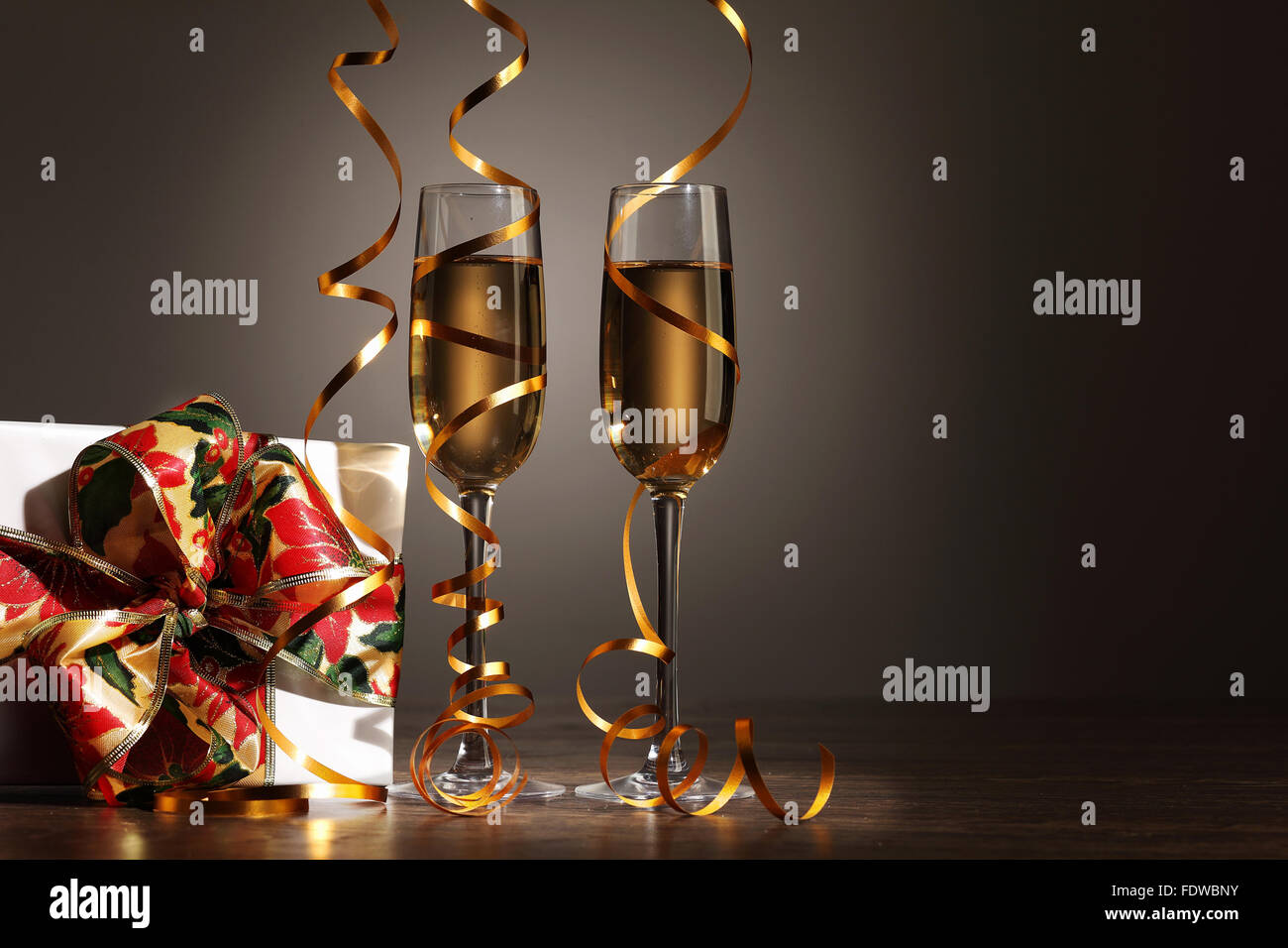 Two champagne glasses ready to bring in the New Year Stock Photo - Alamy